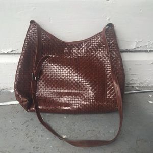 Brown leather basket purse CEM